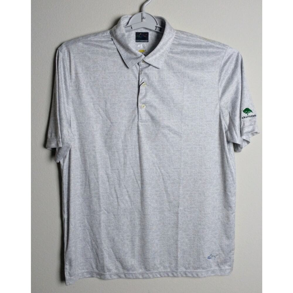Greg Norman ML75 2 Below Solar XP Play Dry Golf Polo. Men's Large. Gray/White
